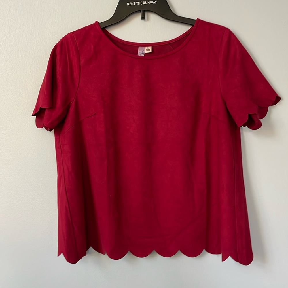 Red Scallop Detail Shirt